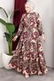 Floral Patterned Viscose Dress Mürdüm