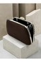 Brown Satin Women's Evening Clutch Bag with Silver Accents and Chain Strap—Perfect for Weddings, Engagements, and Graduations - 4