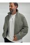 Khaki Oversized Jacket with Zipper TW-7037 - 4