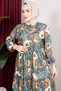 Floral Patterned Viscose Dress Khaki - 2