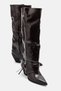 LONZA Burgundy Leather Women's Chunky-Heeled Boots with Zip Detail