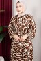 Zebra Patterned Viscose Dress Brown - 2