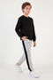 Boys' Round-Neck Sweatsuit Set with Striped Detail - 4