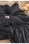DOUBLE-SIZE ANTHRACITE RUFFLED BED SPREAD AND 2 PILLOWCASES - 4