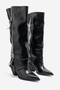 LONZA Women's Black Leather Boots with Zip Detail and Thick Heels - 6