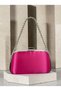 Fuchsia Pink Satin Women's Evening Clutch Bag with Silver Accents and Chain Strap for Weddings, Engagements, and Graduations - 6