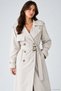 Women's Long Trench Coat with Buttons and a Belted Design - 3