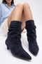 ROYDEN Navy Suede Genuine Leather Gored Women's Low-Heeled Boots - 3