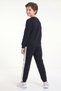 Boys' Round-Neck Sweatsuit Set with Striped Detail - 4