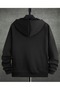 Cardigan - Black Printed Winter Oversized Hooded Zippered Pocketed Cardigan Unisex Clothing - 2