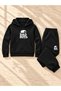 Busekids Unisex Multi-Printed Hooded Sweatshirt and Pants Top and Bottom Set with Kangaroo Pockets