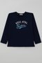 Boys' Long-Sleeve T-Shirt with Print, Ages 5–9, Navy Blue