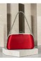 Red Satin Women's Evening Clutch Bag with Silver Accents and Chain Strap for Weddings, Engagements, and Graduations - 6