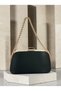 Black Satin Women's Evening Clutch Bag with Gold Accents and Chain Strap—Perfect for Weddings, Engagements, and Graduations - 5