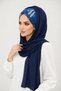 Navy Blue Mustard Lettering Pattern Ready Shawl - 2