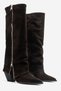 LONZA Brown Suede Women's Chunky-Heeled Boots with Zip Detail - 6