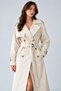 Women's Long Trench Coat with Buttons and a Belted Design - 4