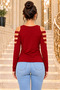 Women's Long-Sleeved V-Neck Viscose Blouse - 3