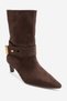 MALDRON Brown Suede Women's Short-Heeled Boots with a Buckle - 6