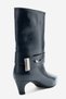 MALDRON Navy Leather Women's Short-Heeled Boots with a Belt - 7