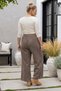 Italian Taupe Color Mink-Trimmed, Elasticated Hem, Corduroy Oversized Woven Pants 102 68 - 7