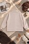 Beige Girls' Mock Neck Cashmere Jacket with Front Pockets and Striped Detail 25121 - 5