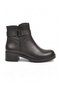 Black Genuine Leather Women's Classic Boots with Fleece-Lined Design and Buckle Detail, Rubber Sole 2685-1 - 2
