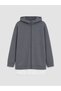TWO MT SHOP QUALITY LCW EVERYDAY Anthracite Interlock Solid Midi Women's Zipper Sweatshirt