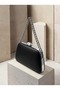 Black Matte Leather Chain-Accented Women's Evening Clutch Purse for Weddings and Engagements - 5