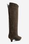 BALLY Green Suede Genuine Leather Women's Low-Heeled Boots - 8