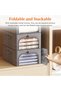 Pack of 6 Clothes Storage Containers with Metal Frame, Foldable Storage Box with Lid, 25 L Stackable - 2