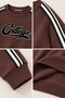 Brown Boys' Sweatsuit Set with Striped Detail, Crew Neck, and Zipper, 25042 - 2