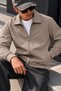 Men's Coffee-Colored Polo Collar Zipper Jacket - 4