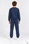 Navy Blue Boys' Sweatsuit Set with Striped Detail and Printed Text, Crew Neck, 25016 - 3