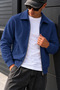 Men's Navy Blue Polo Collar Zipper Jacket - 2