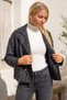 Italian Black Jacket with Collar, Long Sleeves, Buttons, and Pockets—Casual Jacquard Woven Velvet Jacket 64 64 - 6