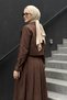 Collar Detail, Tie-Waist Skirt Suit 41337 Brown - 3