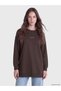 Two Mt Shop Quality Lcw Modest Brown 3 Thread Threaded Embroidery Comfortable & Relax Women's Sweatshirt t