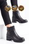 Black Genuine Leather Women's Classic Boots with Fleece-Lined Design and Buckle Detail, Rubber Sole 2685-1