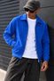 Men's Indigo Polo Collar Fleece-Lined Zip-Up Jacket - 5