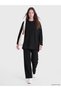 Two Mt Shop Quality Lcw Modest Black Interlock Plain Oversize Women's Sweatshirt Tunic - 2