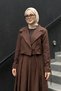 Collar Detail, Tie-Waist Skirt Suit 41337 Brown - 2