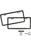 2 Pack Universal Black License Plate Frames, Slim Aluminum Holder with Anti Rust Finish, Includes Sc