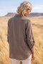 Italian Taupe Color Mink Shirt Collar, Long-Sleeve, Floral Appliqué, Fine Corduroy, Oversized Woven Shirt 77 70 - 8
