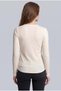 Women's cotton ribbed long-sleeve button-down t-shirt, cream color. - 2