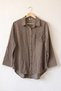 Italian Taupe Color Mink Shirt Collar, Long-Sleeve, Floral Appliqué, Fine Corduroy, Oversized Woven Shirt 77 70 - 2