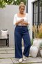 Italian Navy Blue Elasticated Hem Wide-Leg Corduroy Oversized Woven Pants 102 68