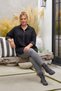 Italian Black Shirt with Shirt Collar, Long Sleeves, Floral Appliqué, Corduroy, Oversized Woven Shirt, Sizes 77 and 70 - 5