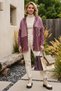 Italian Burgundy-Colored Hooded Long-Sleeve Zipper-Front Washed Sequined Oversized Knit Jacket 75 78 - 5