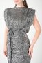 Sequin Fabric Evening Dress with Drawstring Detail - Silver - 3